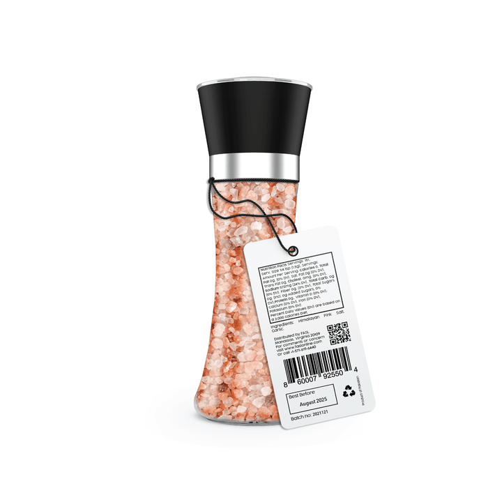 Fasl Himalayan Pink Salt & Garlic. Premium Blend With Refillable Glass Grinder - Fasl