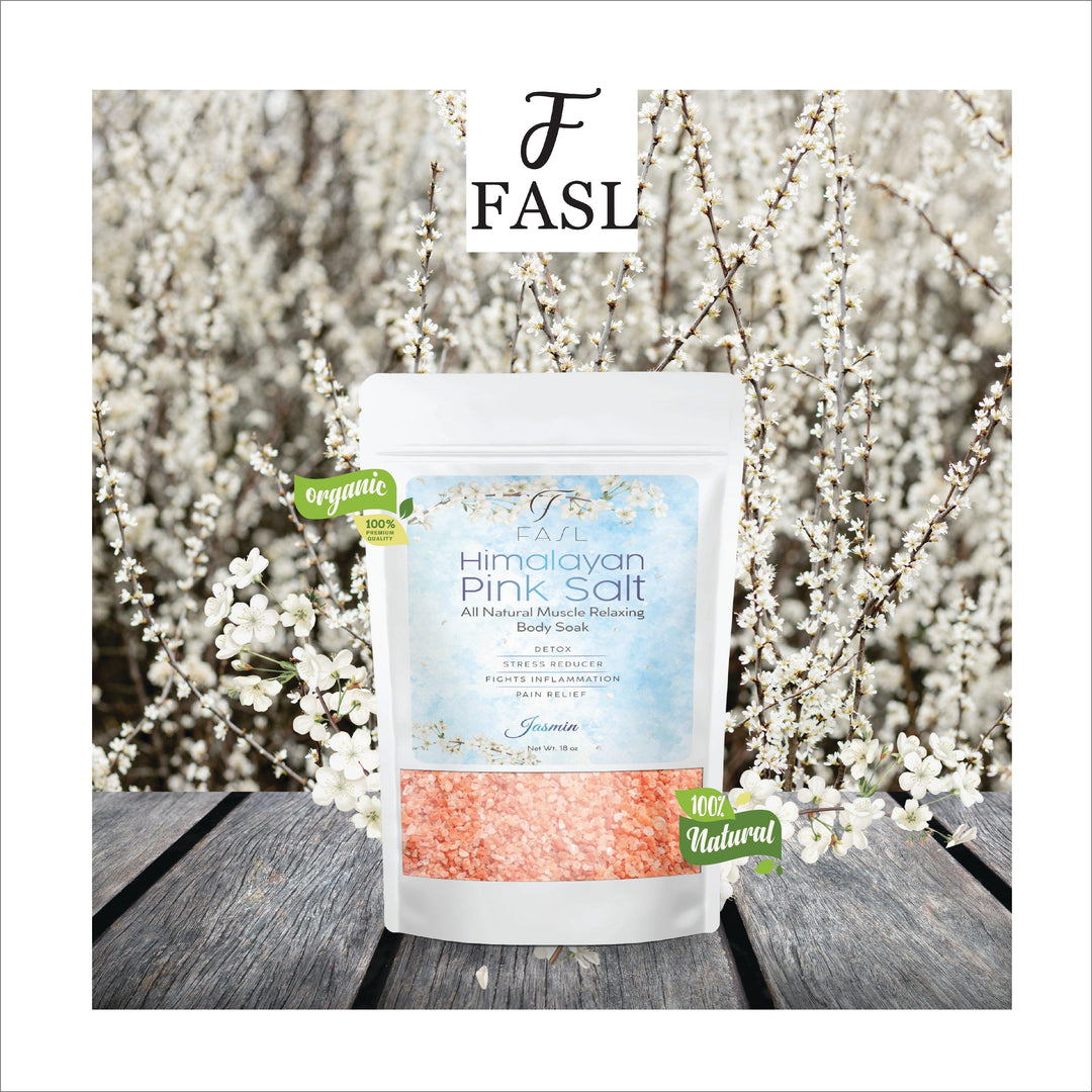 Fasl Himalayan Pink Salt Aromatherapy body Soak and Jasmin Oils, 18oz - Fasl 