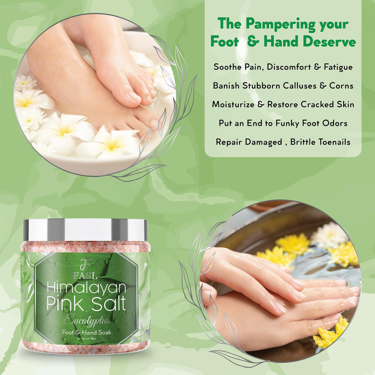 Fasl Himalayan Pink Salt Foot Soak | Eucalyptus Essential Oils 8oz Jar - Fasl 