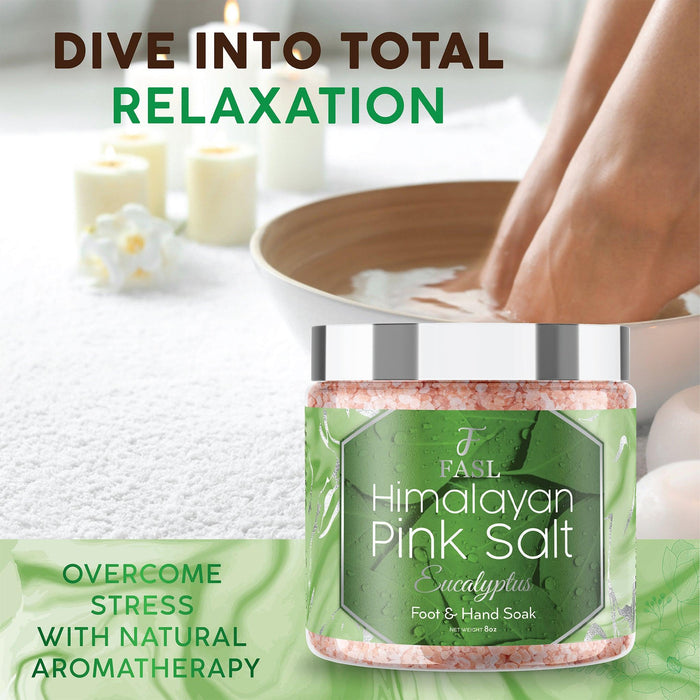 Fasl Himalayan Pink Salt Foot Soak | Eucalyptus Essential Oils 8oz Jar - Fasl