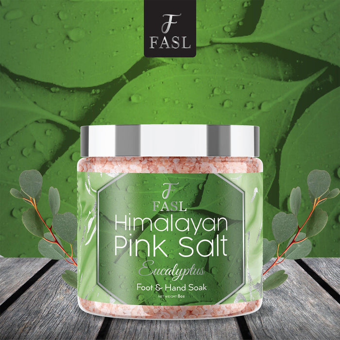 Fasl Himalayan Pink Salt Foot Soak | Eucalyptus Essential Oils 8oz Jar - Fasl