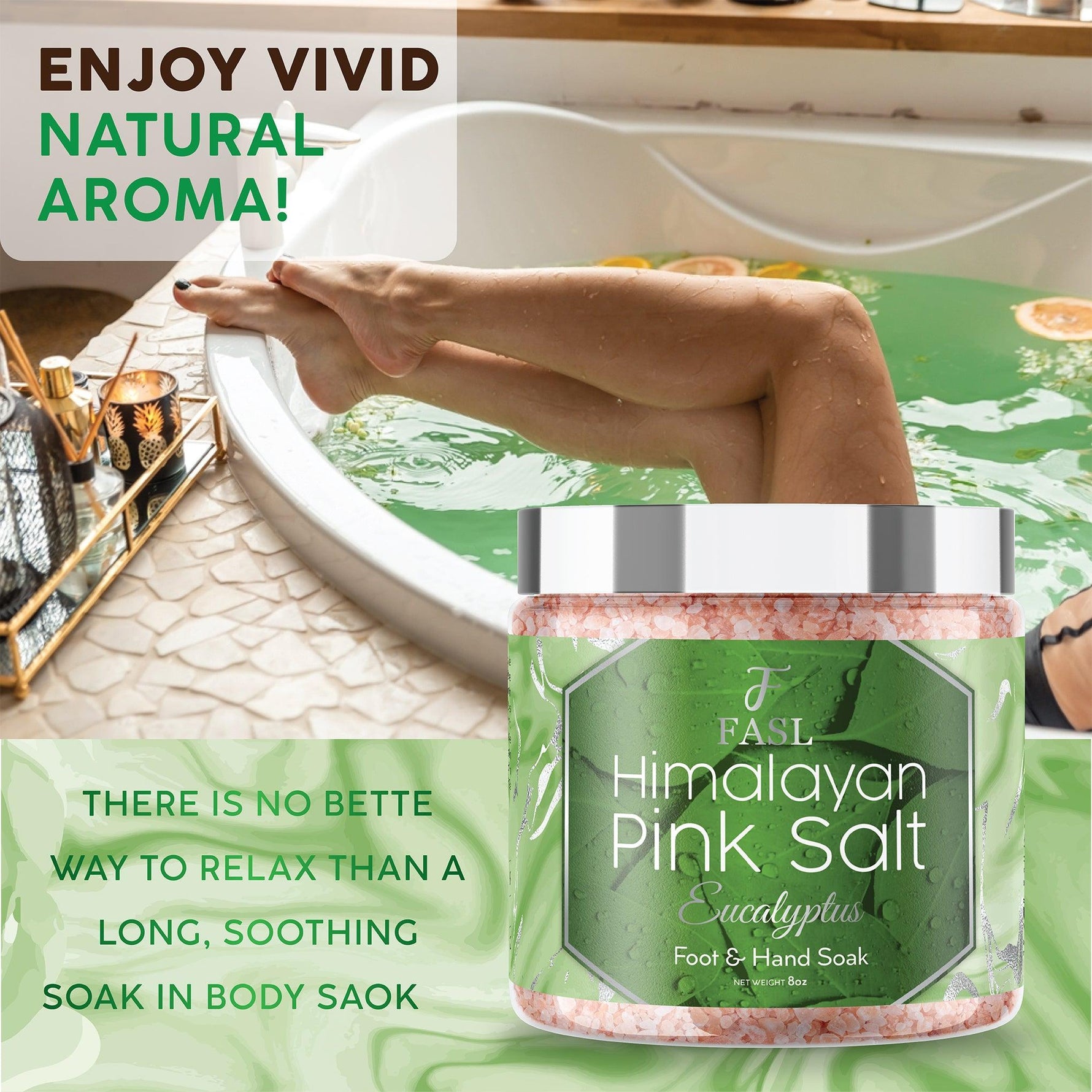 Fasl Himalayan Pink Salt Foot Soak | Eucalyptus Essential Oils 8oz Jar - Fasl 