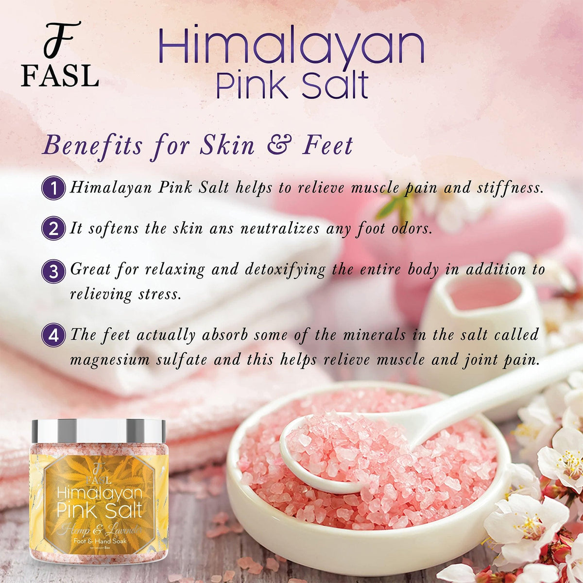Fasl Himalayan Pink Salt Foot Soak | Hemp and Lavender Essential Oils - Fasl 