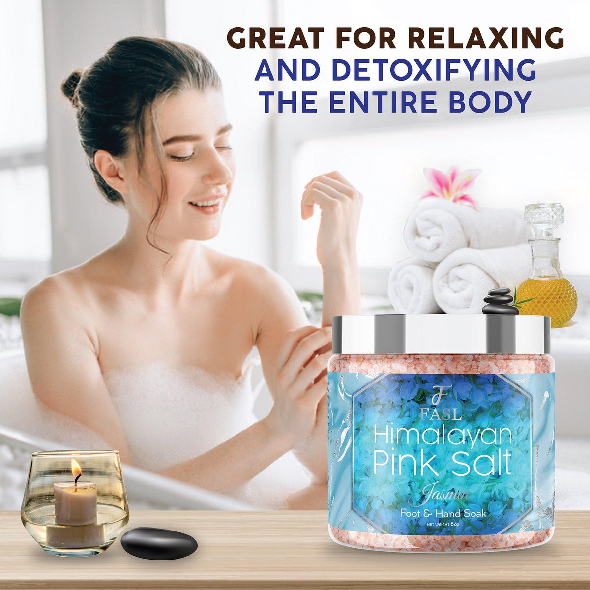 Fasl Himalayan Pink Salt Foot Soak | Jasmin Essential Oils 8oz Jar - Fasl 
