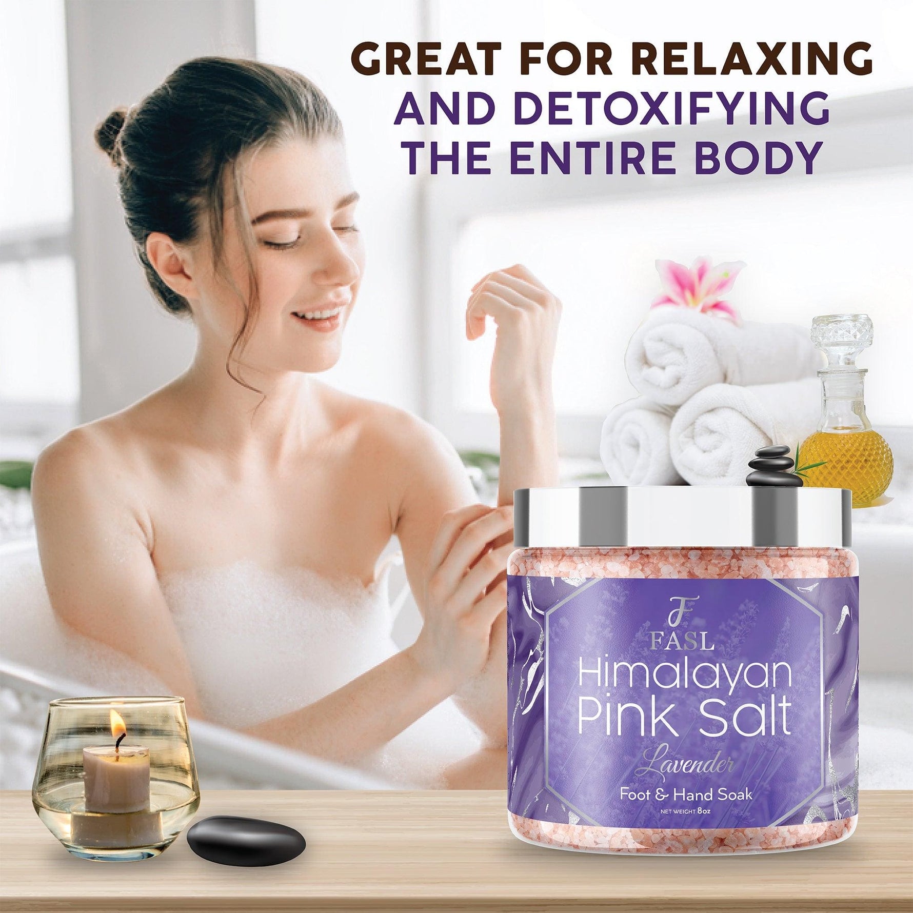 Fasl Himalayan Pink Salt Foot Soak | Lavender Essential Oils 8oz Jar - Fasl 
