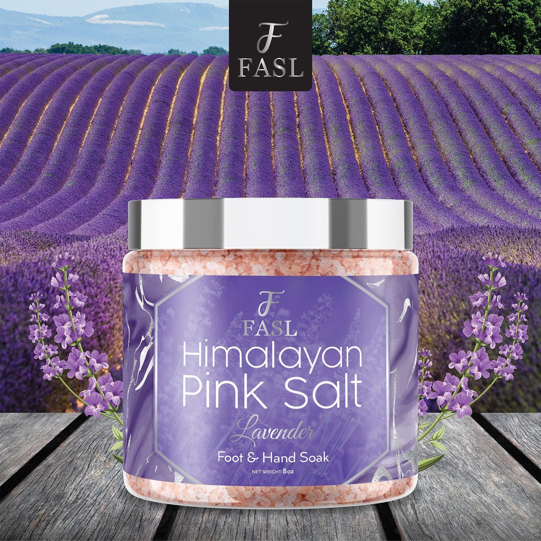 Fasl Himalayan Pink Salt Foot Soak | Lavender Essential Oils 8oz Jar - Fasl 