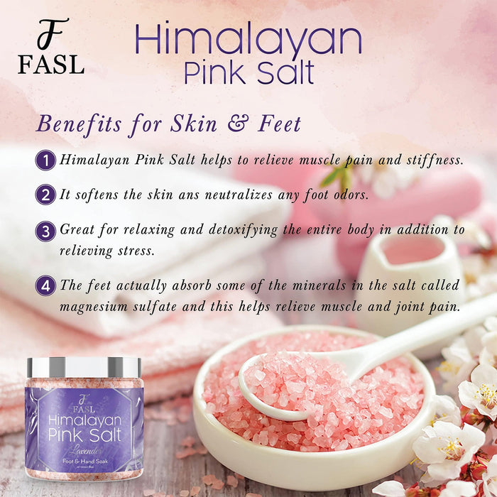 Fasl Himalayan Pink Salt Foot Soak | Lavender Essential Oils 8oz Jar - Fasl