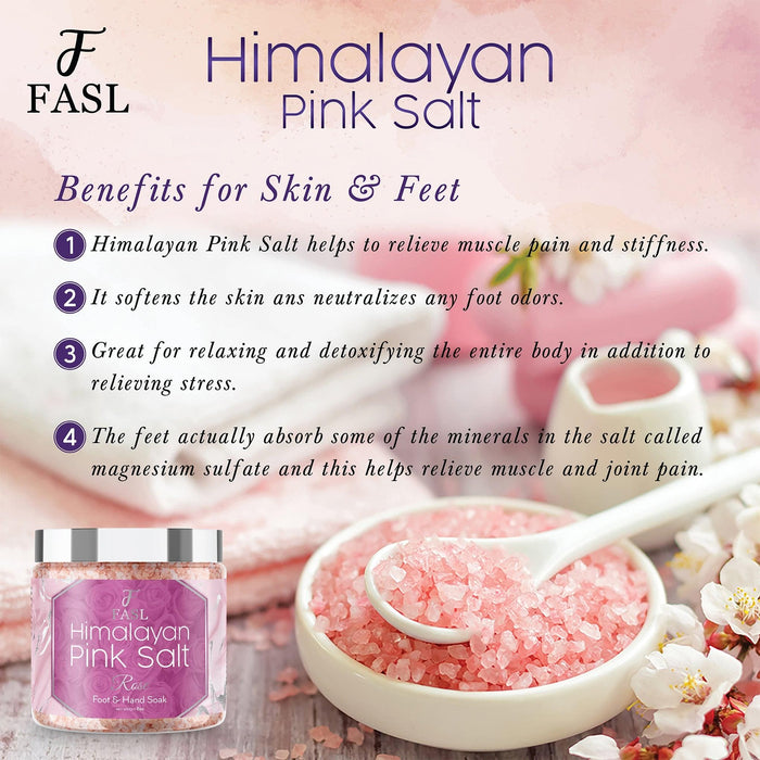 Fasl Himalayan Pink Salt Foot Soak | Rose Essential Oils 8oz Jar - Fasl