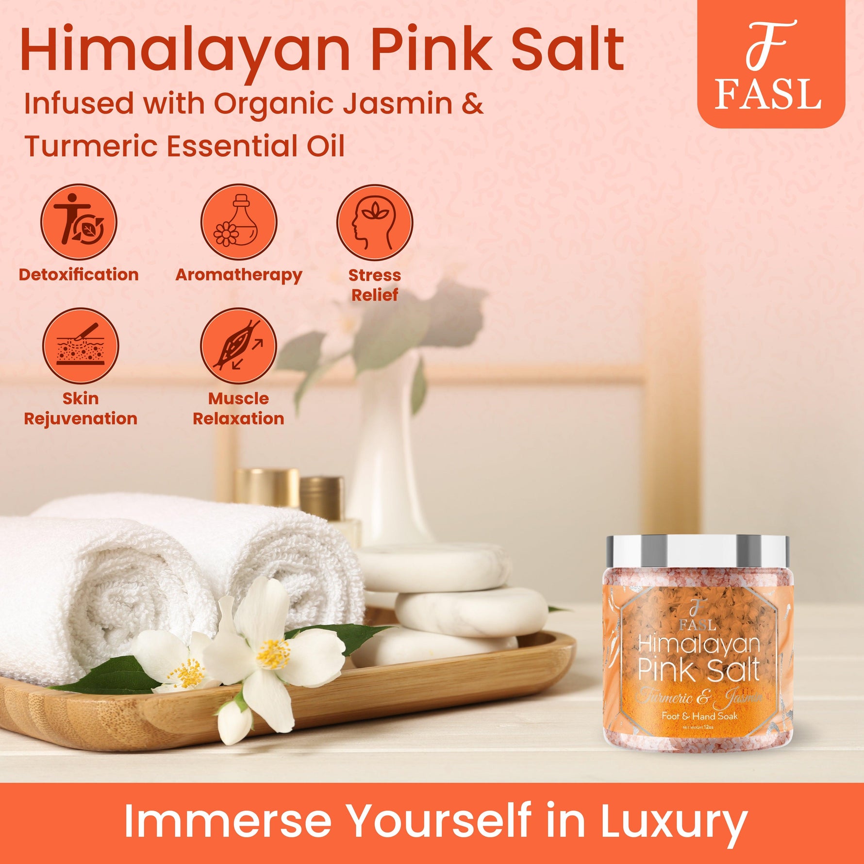 Fasl Himalayan Pink Salt Foot Soak | Turmeric and Jasmin Essential Oils - Fasl 