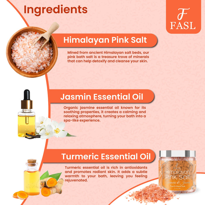 Fasl Himalayan Pink Salt Foot Soak | Turmeric and Jasmin Essential Oils - Fasl