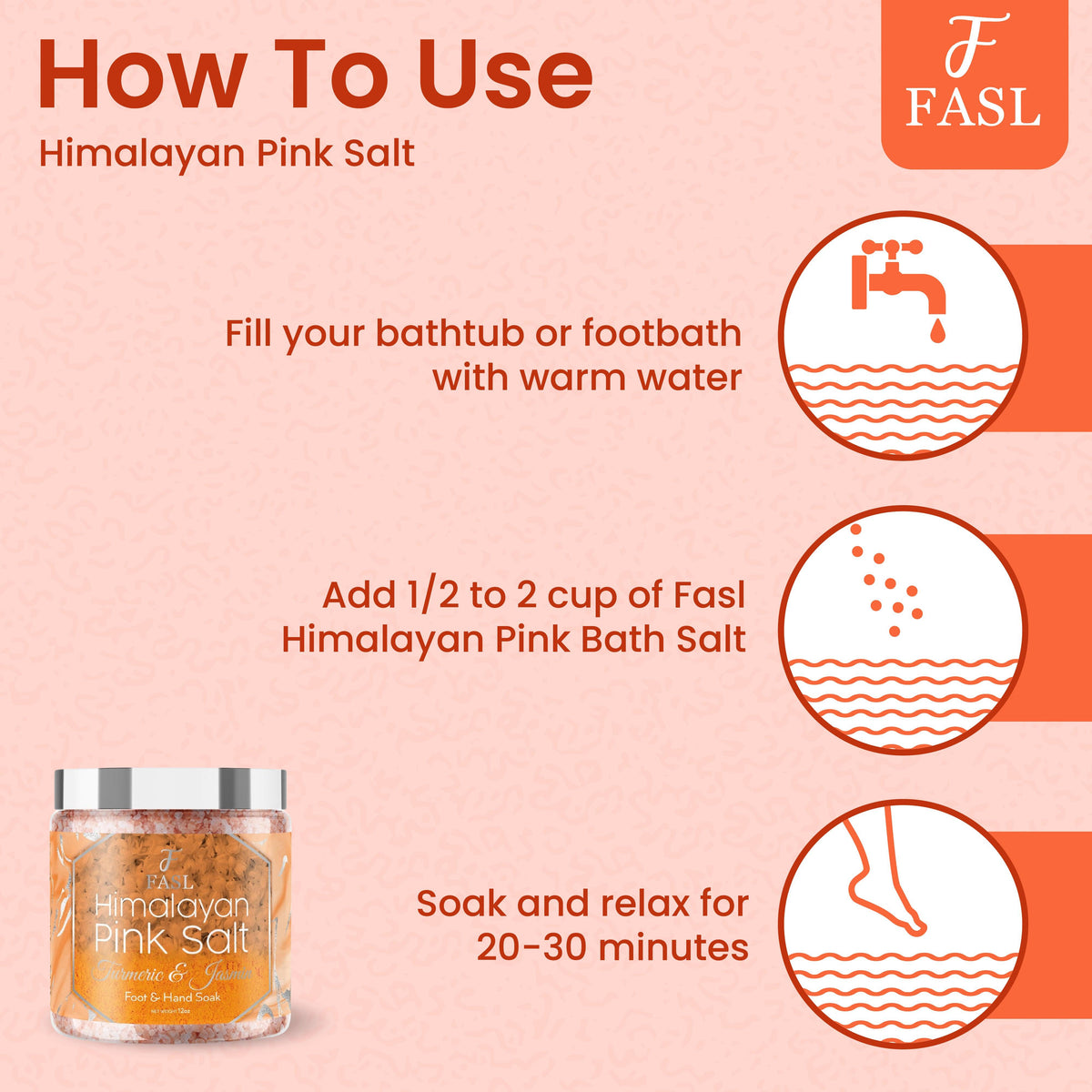 Fasl Himalayan Pink Salt Foot Soak | Turmeric and Jasmin Essential Oils - Fasl 