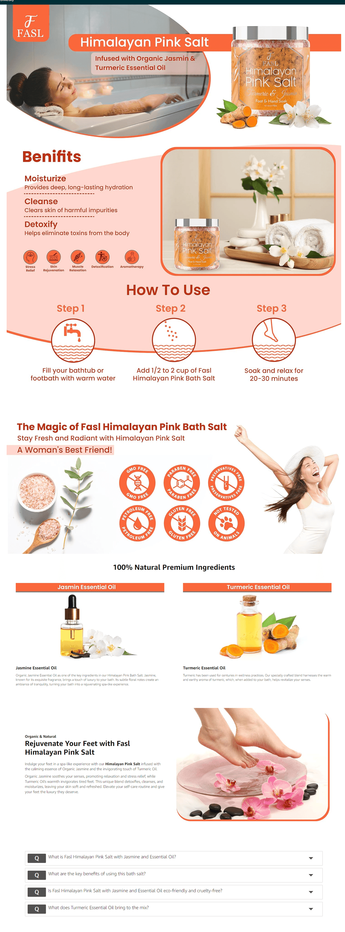 Fasl Himalayan Pink Salt Foot Soak | Turmeric and Jasmin Essential Oils - Fasl 