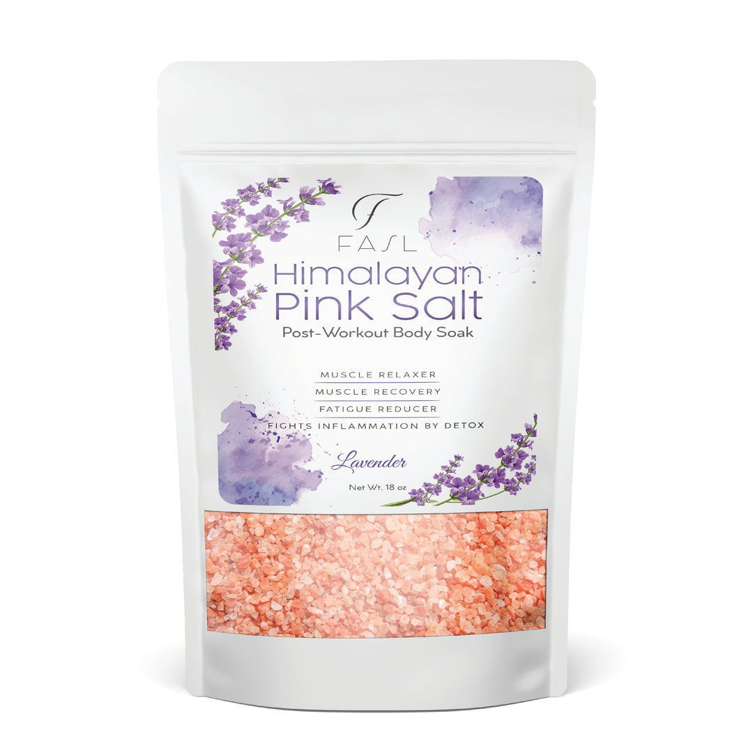 Fasl Himalayan Pink Salt Post Workout Soak, Lavender Oils, 18oz - Fasl #lavender