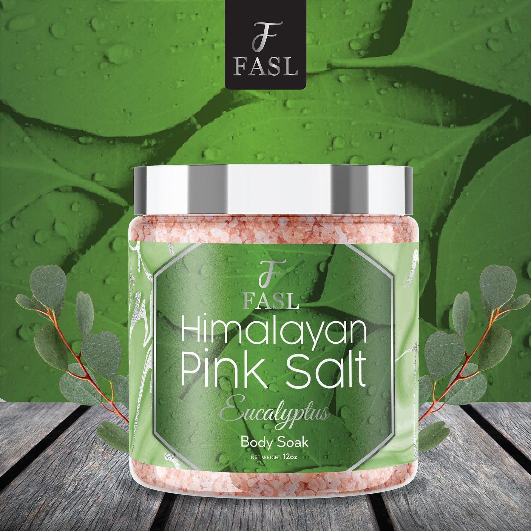 Fasl's Himalayan Pink Salt Body Soak | Eucalyptus Essential Oils 12 oz Jar - Fasl 