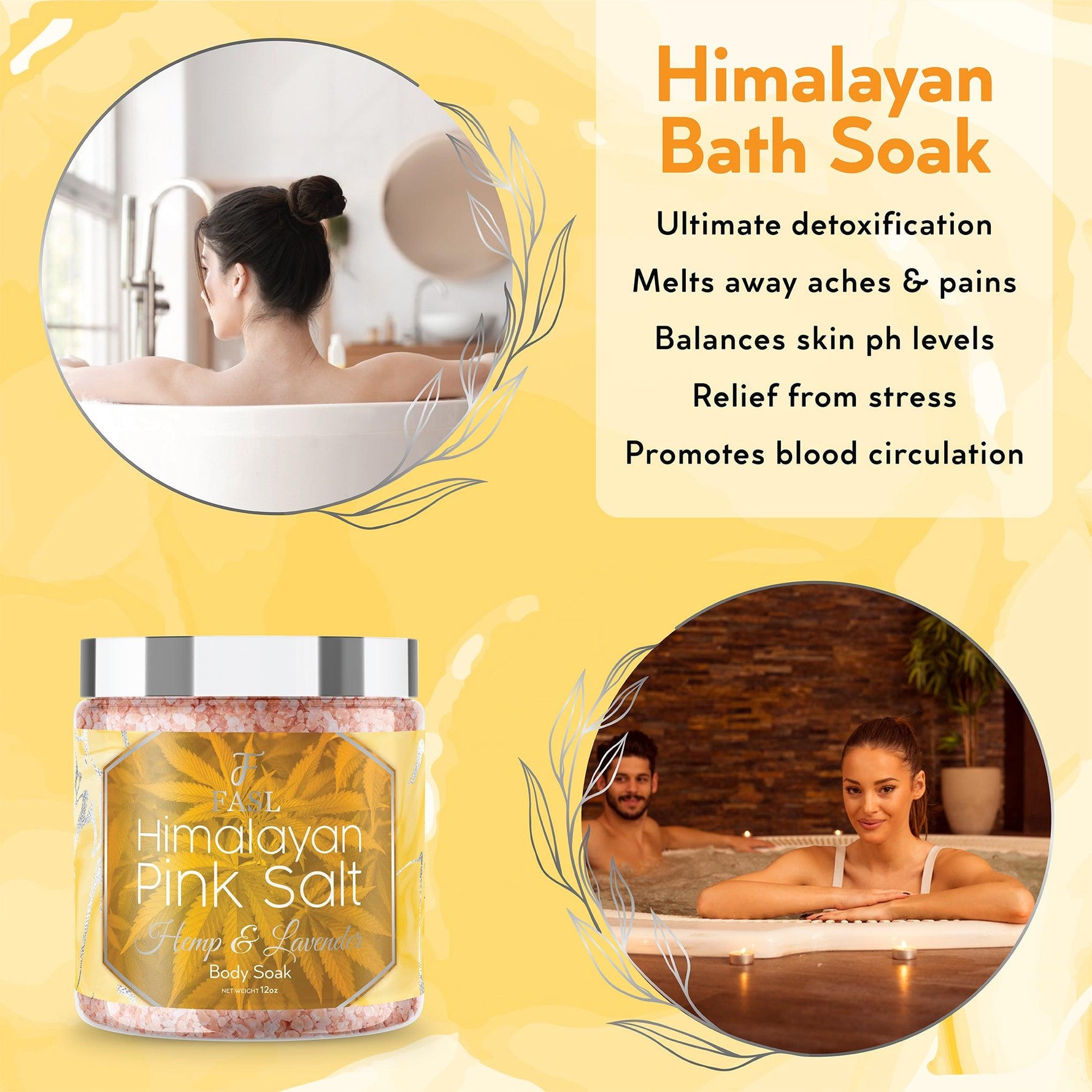 Fasl's Himalayan Pink Salt Body Soak | Hemp and Lavender Essential Oils - Fasl 