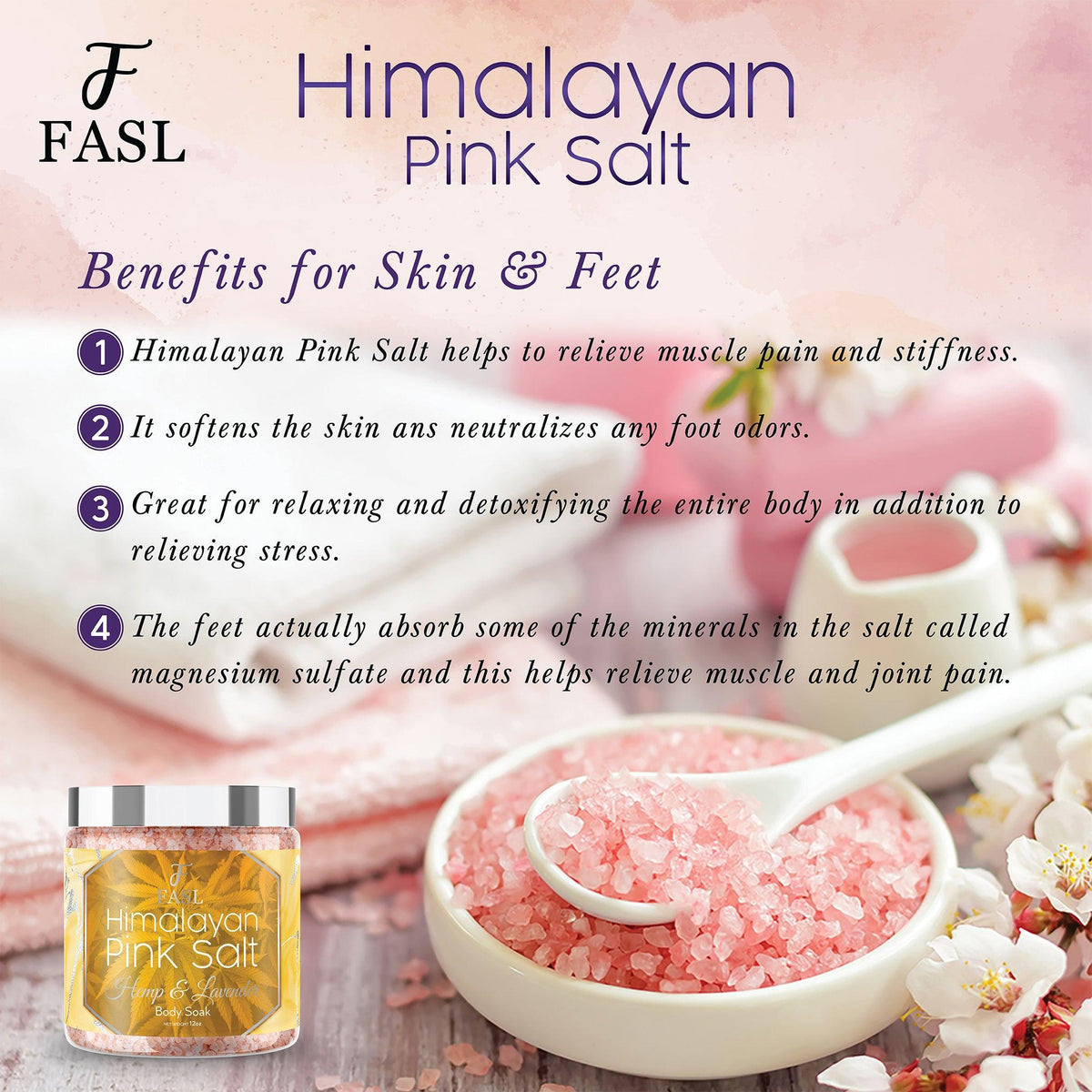 Fasl's Himalayan Pink Salt Body Soak | Hemp and Lavender Essential Oils - Fasl 