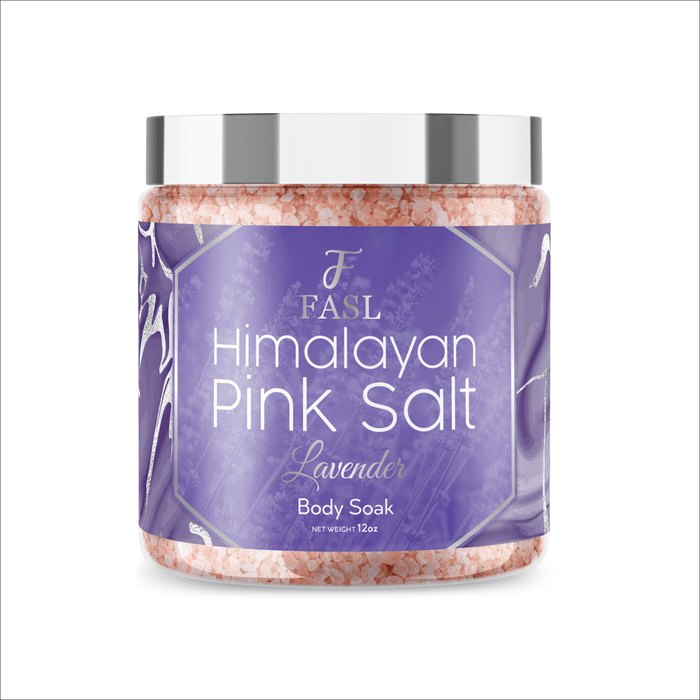 Fasl's Himalayan Pink Salt Body Soak | Lavender Essential Oils 12 oz Jar - Fasl