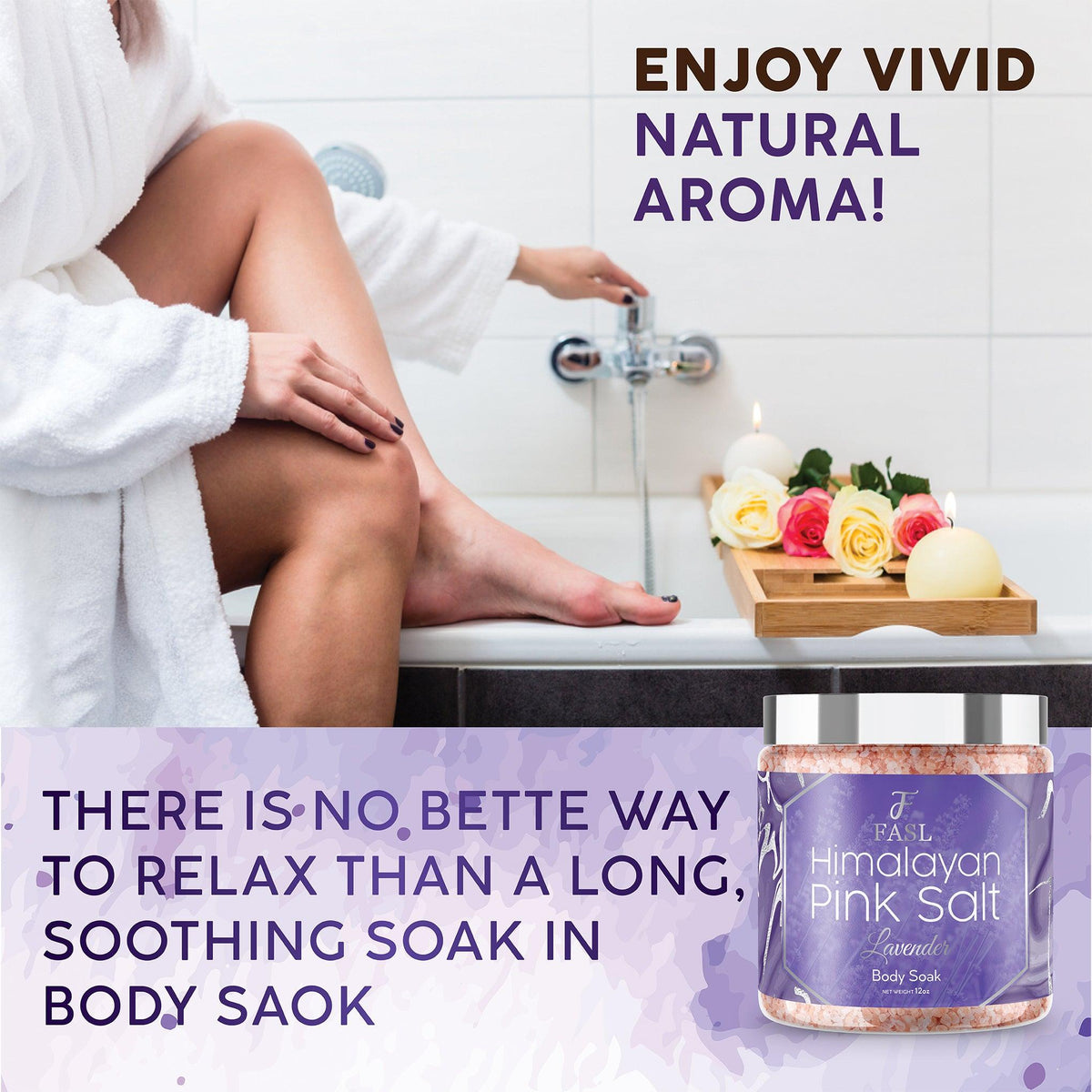 Fasl's Himalayan Pink Salt Body Soak | Lavender Essential Oils 12 oz Jar - Fasl 