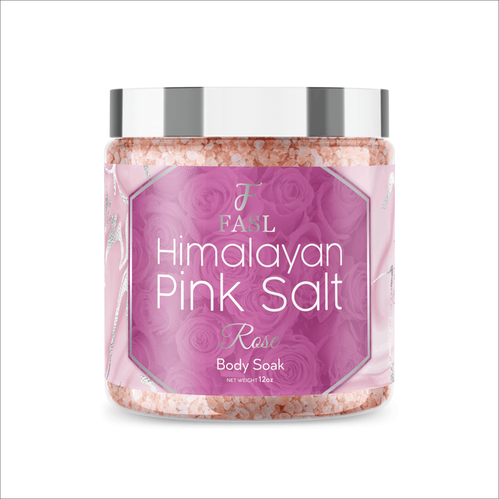 Fasl's Himalayan Pink Salt Body Soak | Rose Essential Oils 12 oz Jar - Fasl