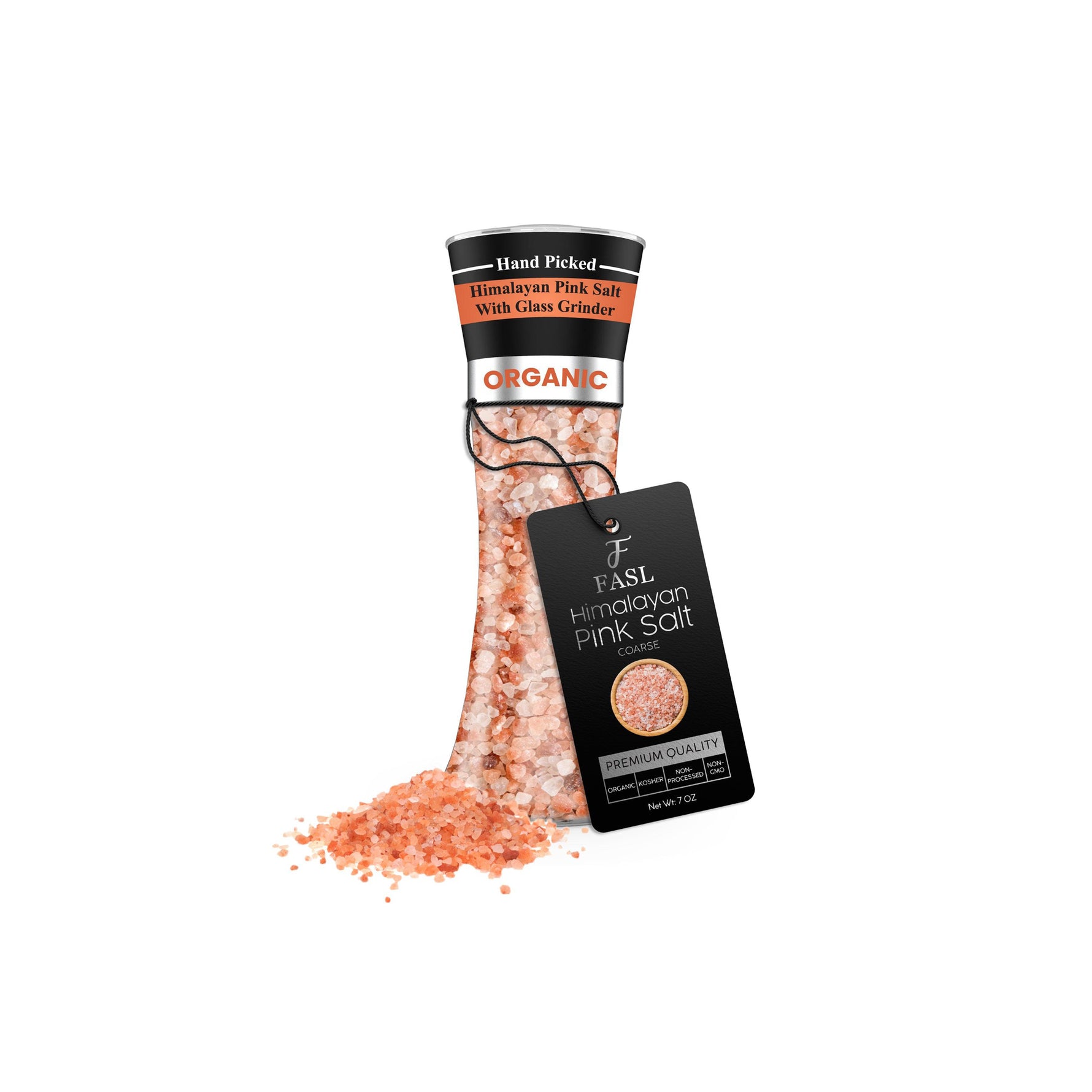 FASL himalayan pink salt grinder in a white background
