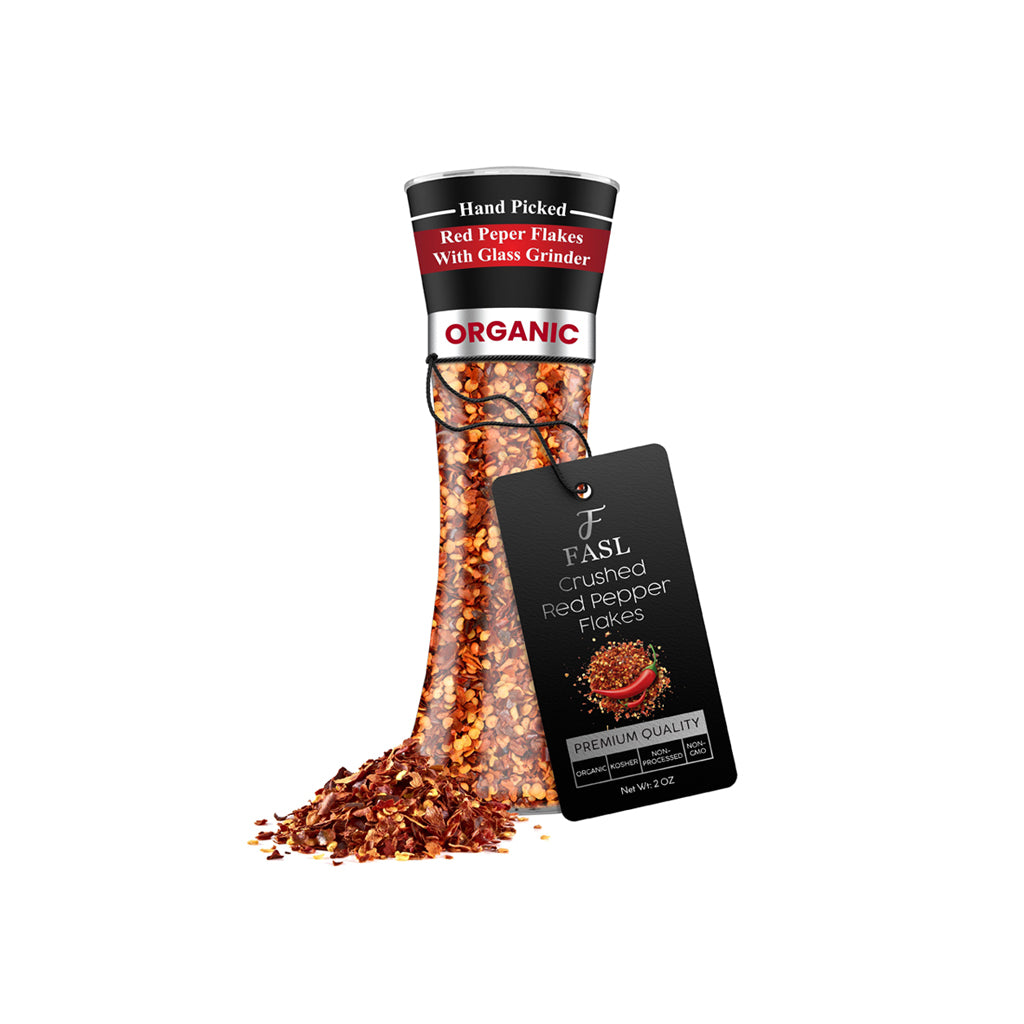 FASL crushed red pepper flakes in a premium spice grinder