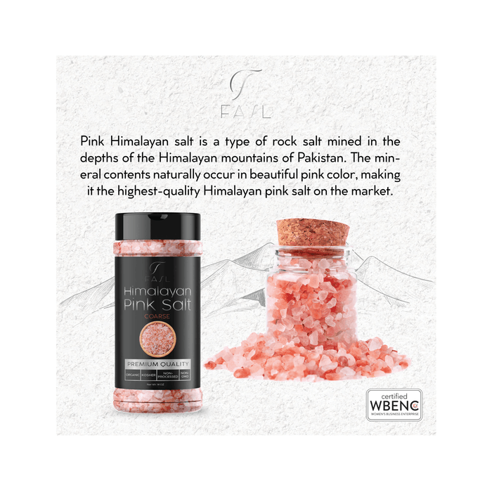 Organic Pink Himalayan Coarse Salt. 14 Ounces - Fasl