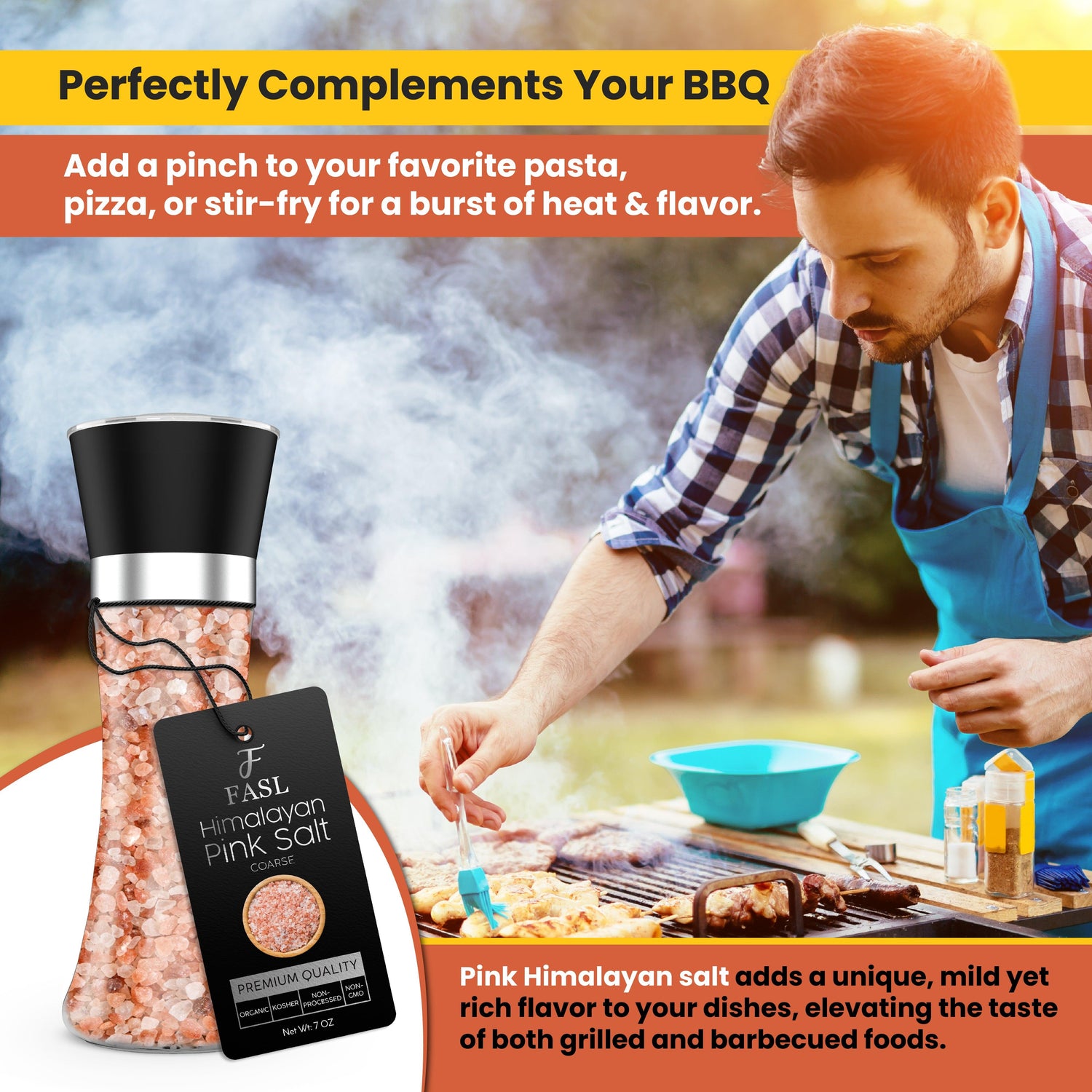 Organic Pink Himalayan Salt With Reusable Glass Grinder, 7 Ounces - Fasl