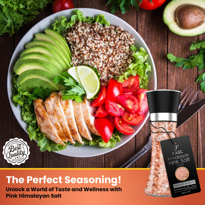 Organic Pink Himalayan Salt With Reusable Glass Grinder, 7 Ounces - Fasl