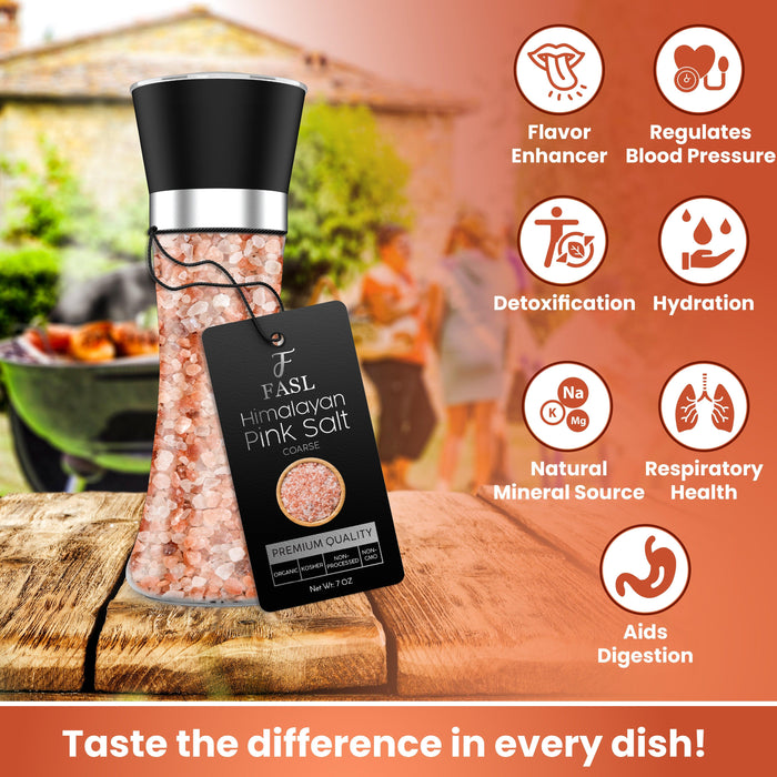 Organic Pink Himalayan Salt With Reusable Glass Grinder, 7 Ounces - Fasl